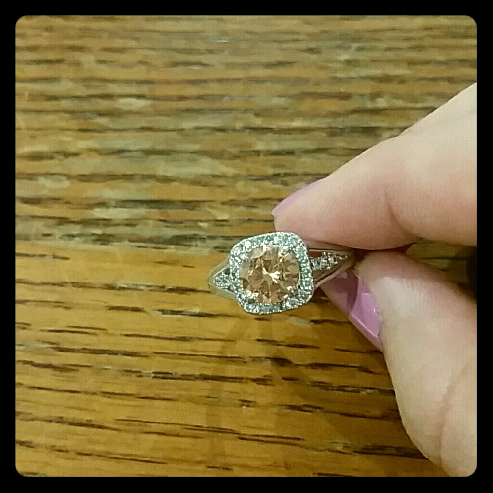 Orange and Clear zirconium ring